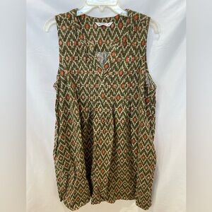 SONOMA Linen Blend Dress Women's XXL Pleated A-line Sleeveless Side Pockets